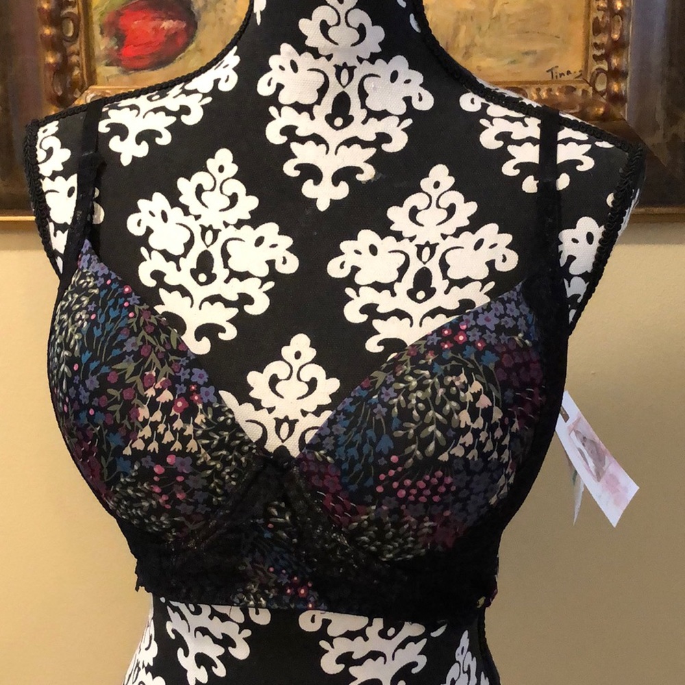 💓 Jessica Simpson Awesome Floral print lace underwire padded wide band bra